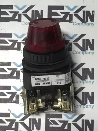 Allen Bradley 800H-QR10 SER.F Indicator Light Red Pilot 120V AC/DC 