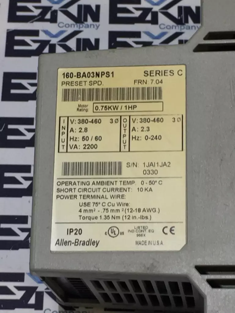 Allen-Bradley 160-BA03NPS1 SER.C Speed Control Drive 1HP 