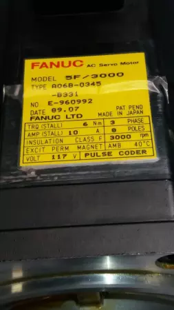 Fanuc A06B-0345-B331 AC Servo Motor 5F/3000 