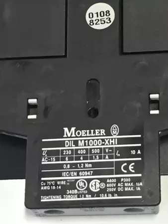 Moeller DIL M225(-S) Contactor 3PH 600V 250A 