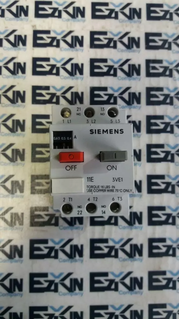 Siemens 3VE1010-2E Motor Starter-Protector 600 VAC 7.5Amp Range 0.4-0.63Amp 