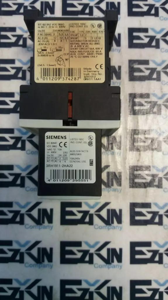 Siemens 3RT1916-1EH100 Contactor Relay W/3RH1911-2HA22 Auxiliary Contact Block 