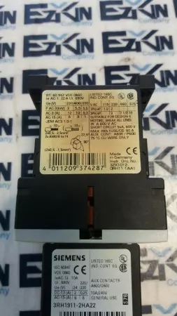 Siemens 3RT1916-1EH100 Contactor Relay with 3RH1911-2HA22 Auxiliary Contact Bloc