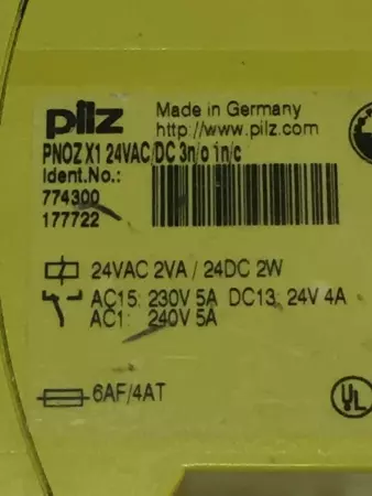 Pilz PONZX1 Power Supply 24VAC/DC 3N/O 1N/C 