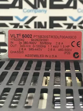 Danfoss PT5B20STR3DLF00A00C0 VLT 5002 Variable Speed Drive, 1.5HP 