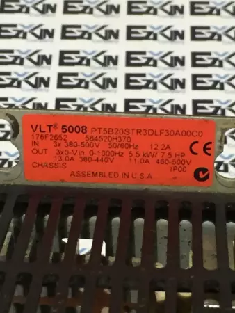 Danfoss PT5B20STR3DLF30A00C0 VLT 5008 Variable Speed Drive, 7.5HP 