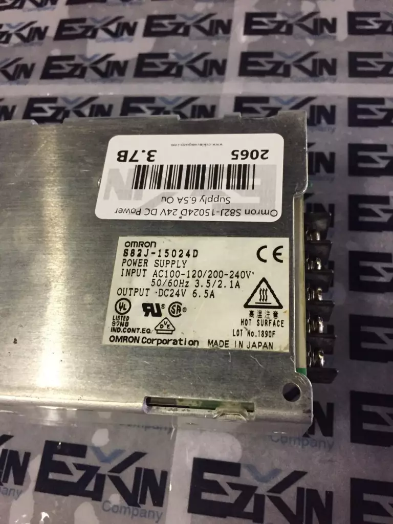 Omron S82J-15024D Power Supply, Input 120-240VAC 3.5-2.1A Output 24VDC 6.5A 