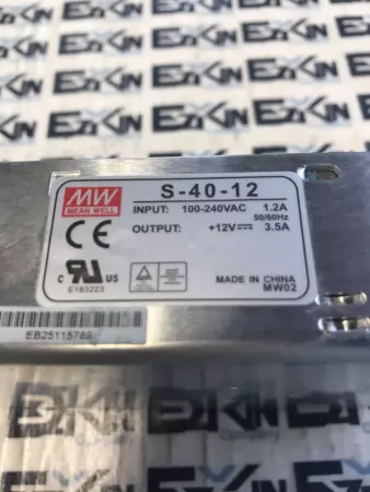 Mean Well S-40-12 Power Supply Input 100-240VAC 1.2Amp Output 12V 3.5Amp 
