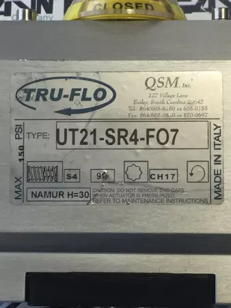 Tru-Flo UT21-SR4-F07 Pneumatic Valve Actuator 