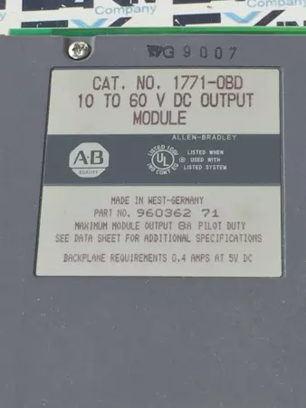 ALLEN BRADLEY 1771-OBD 10-60 VDC OUTPUT MODULE 