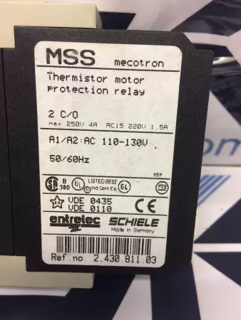 Schiele Entrelec 2.430.811.03 Thermistor Motor Protection Relay 250V 4A Lot of 2