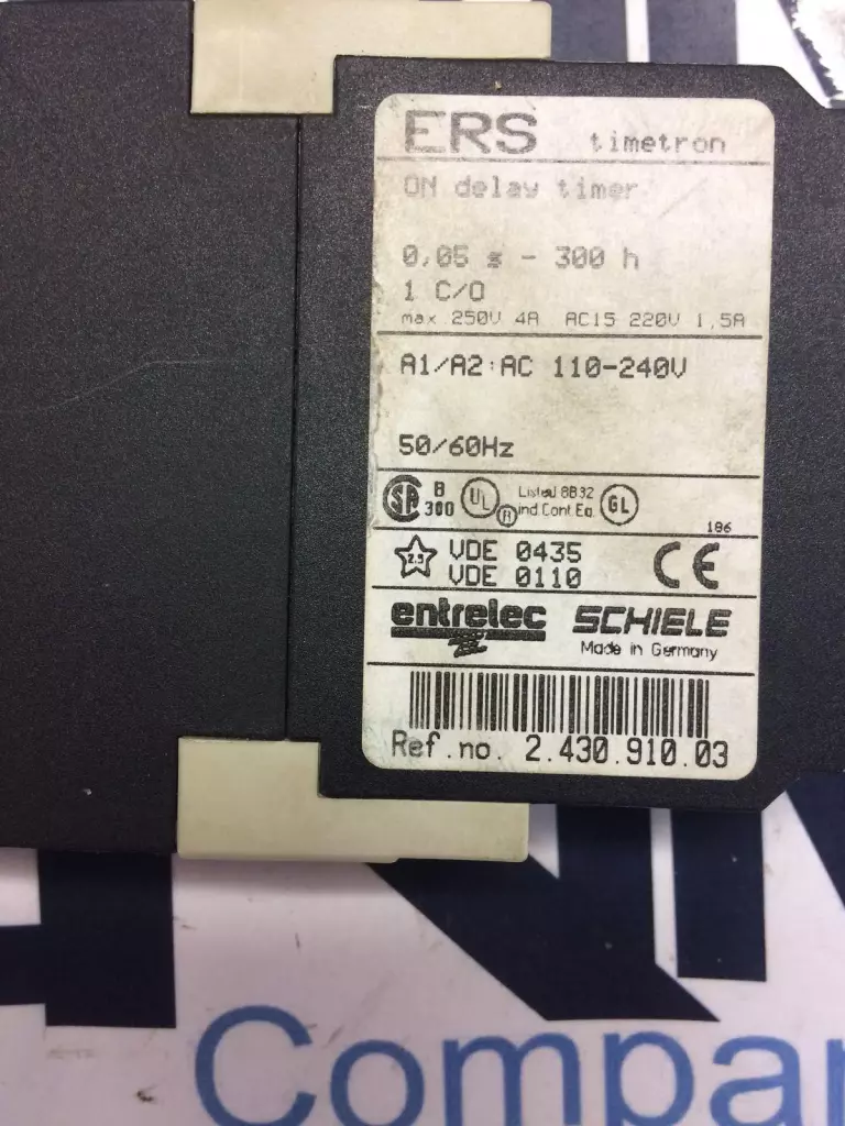 Schiele Entrelec 2.430.910.03 Timetron On-Delay Timer, 0.05 sec-300 hour 