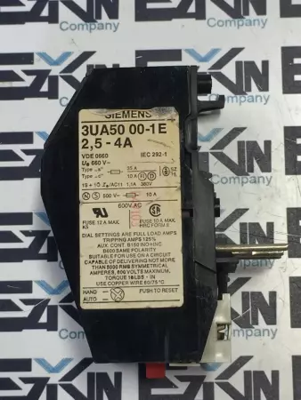 SIEMENS 3UA50 00-1E OVERLOAD RELAY 2.5-4A 