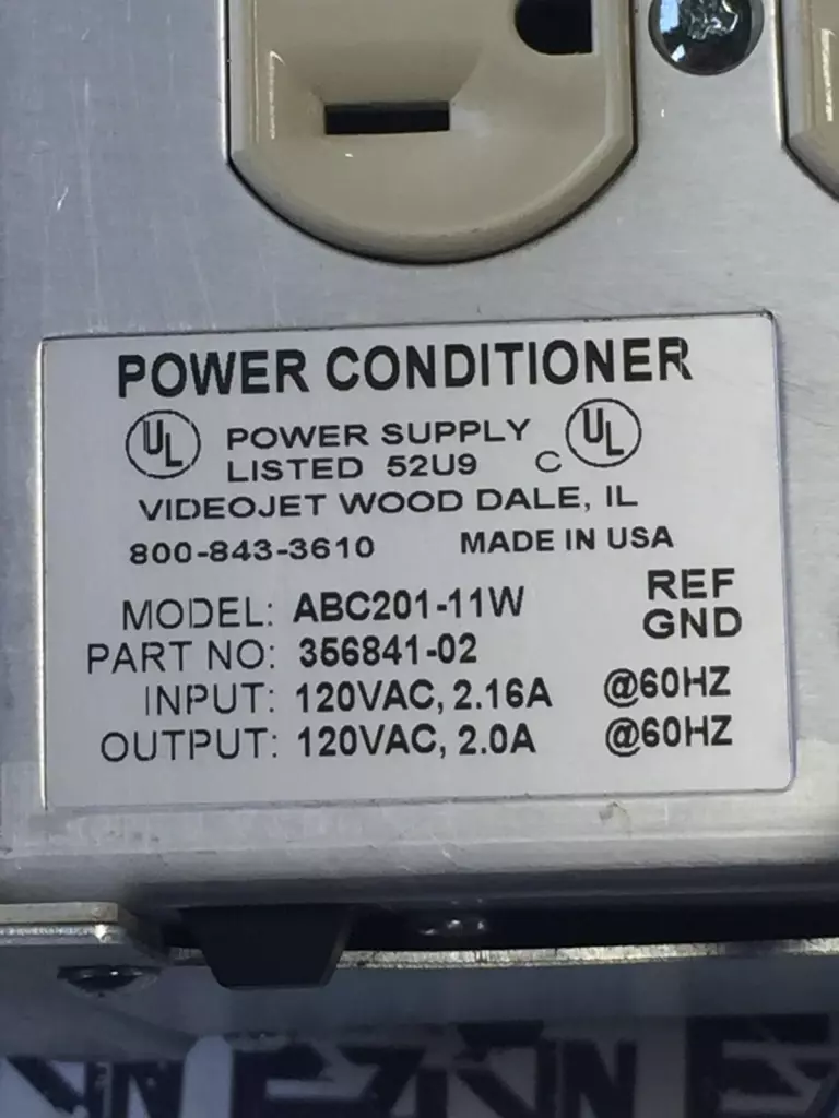 Videojet ABC201-11W Power Conditioner In/Out 120VAC 2A 