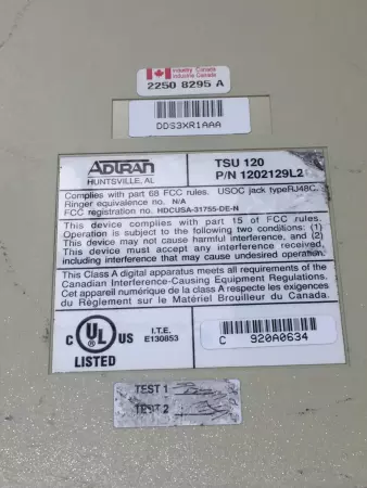 ADTRAN Model: TSU 120 P/N: 1202129L2 Multiplexer