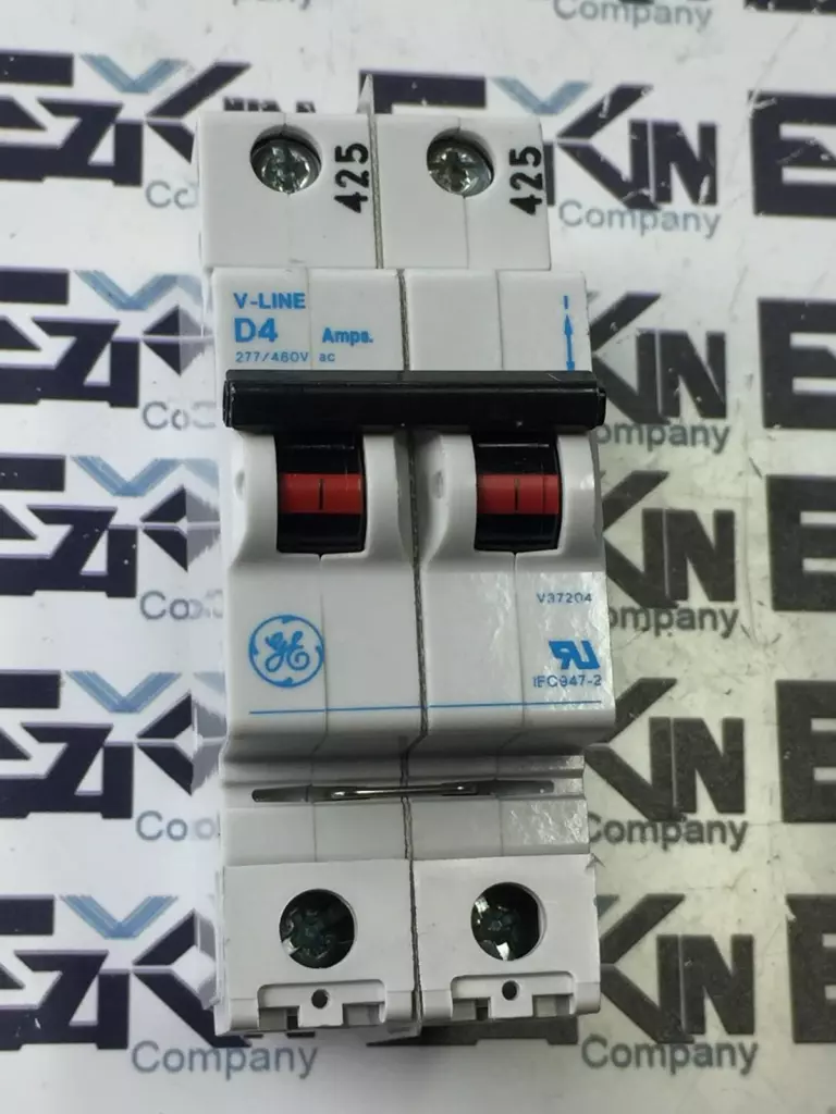 General Electric V37204 D4 2-Pole Circuit Breaker, 4Amp 277-480VAC 