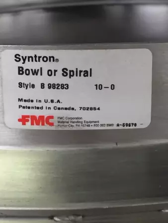 FMC EB-192-A Syntron® Bowl Feeder 