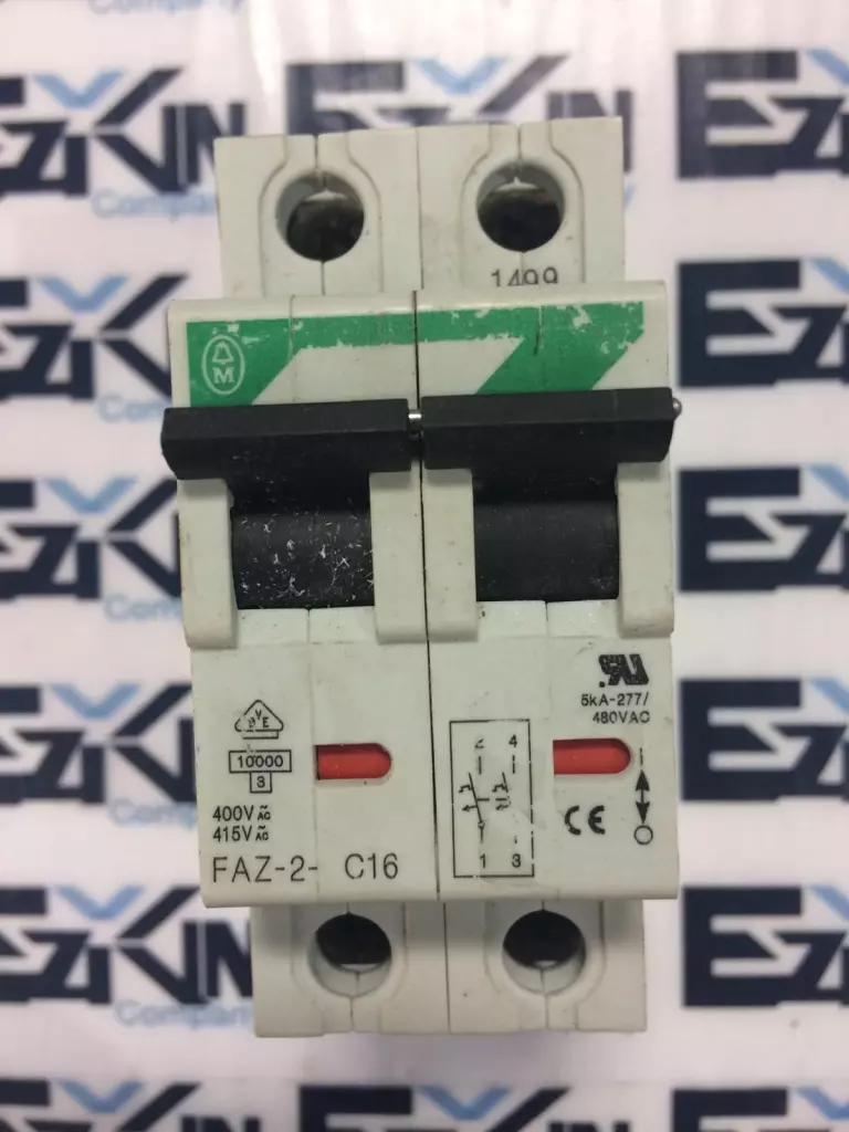 Moeller FAZ-2-C16 2-Pole Circuit Breaker 277-480VAC 16A 