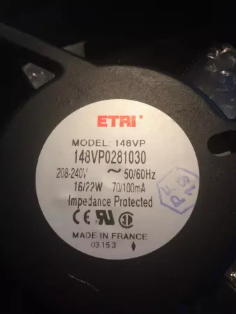 Etri 148VP0281030 Fan Ball Bearing 208-240V 16-22W 