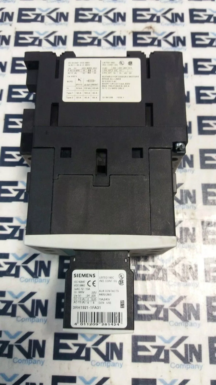 Siemens 3RT1036-1B..0 Contactor 24VDC Coil 50Amp 600V W/Aux Contact Block 