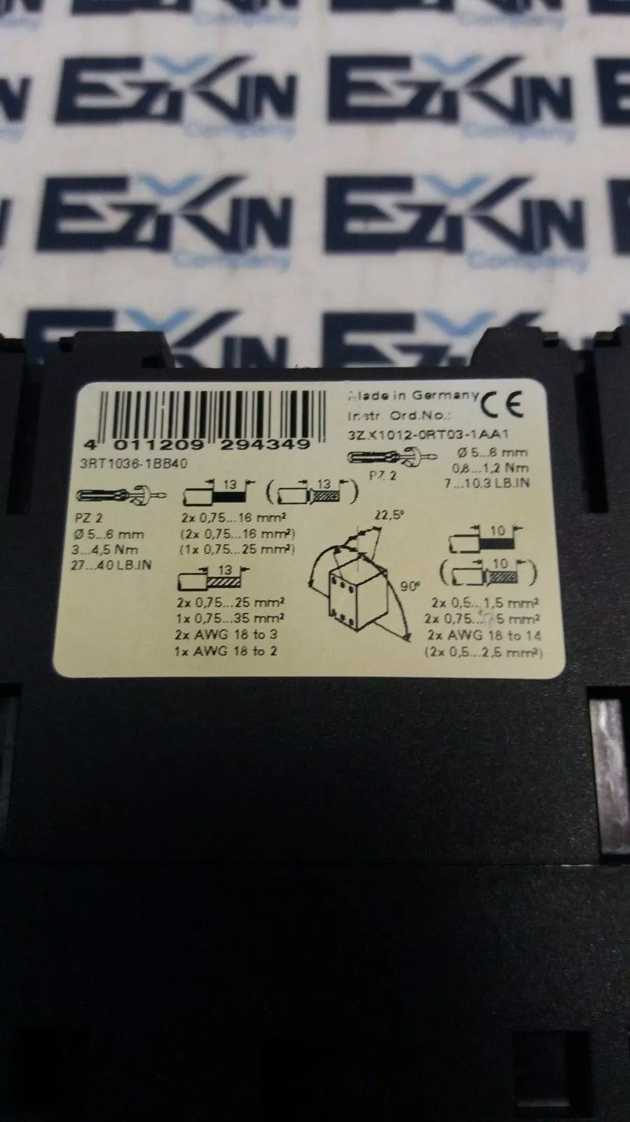 Siemens 3RT1036-1B..0 Contactor 24VDC Coil 50Amp 600V W/Aux Contact Block 