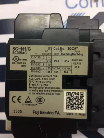 Fuji Electric SC-N1/G SC25BAG Magnetic Contactor 240V 50Amp 