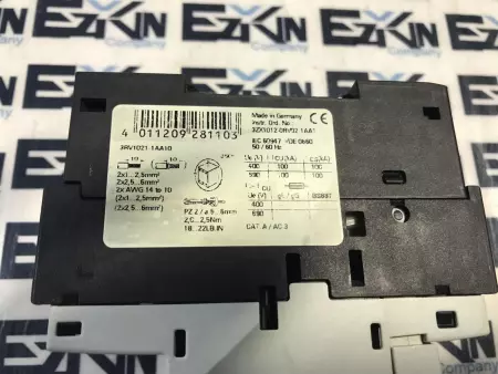 Siemens 3RV1021-1AA10 Manual Motor Starter-Protector 600V 19A Range 1.1-1.6Amp 