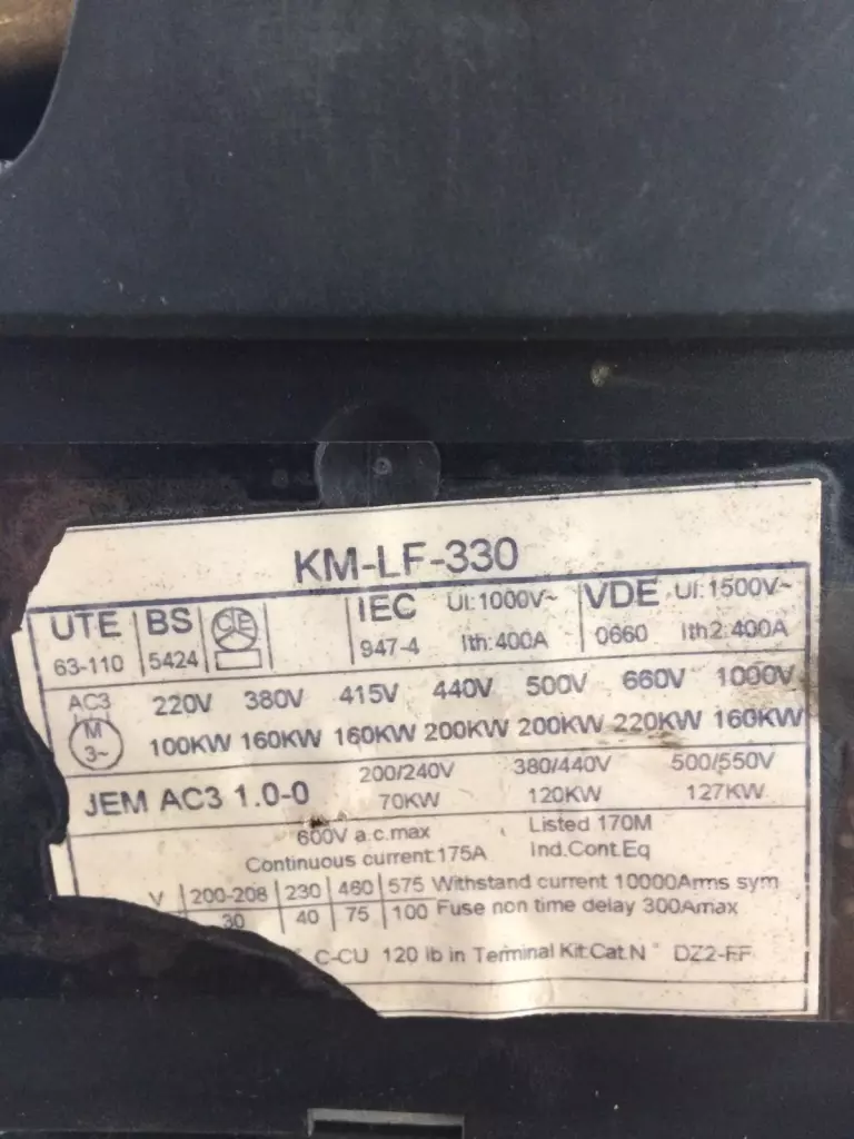 Kimatex KM-LF-330 Motor Contactor 175Amp 600V 