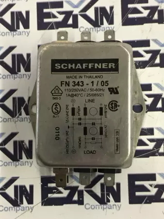   Schaffner FN343‑1/05 Power Line Filters 1A FASTON 2‑Stage Filter 