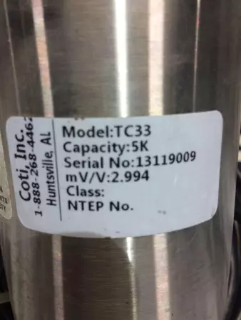 Coti Inc. TC33 Electronic Weigh Sensor, 5KLb Capacity 
