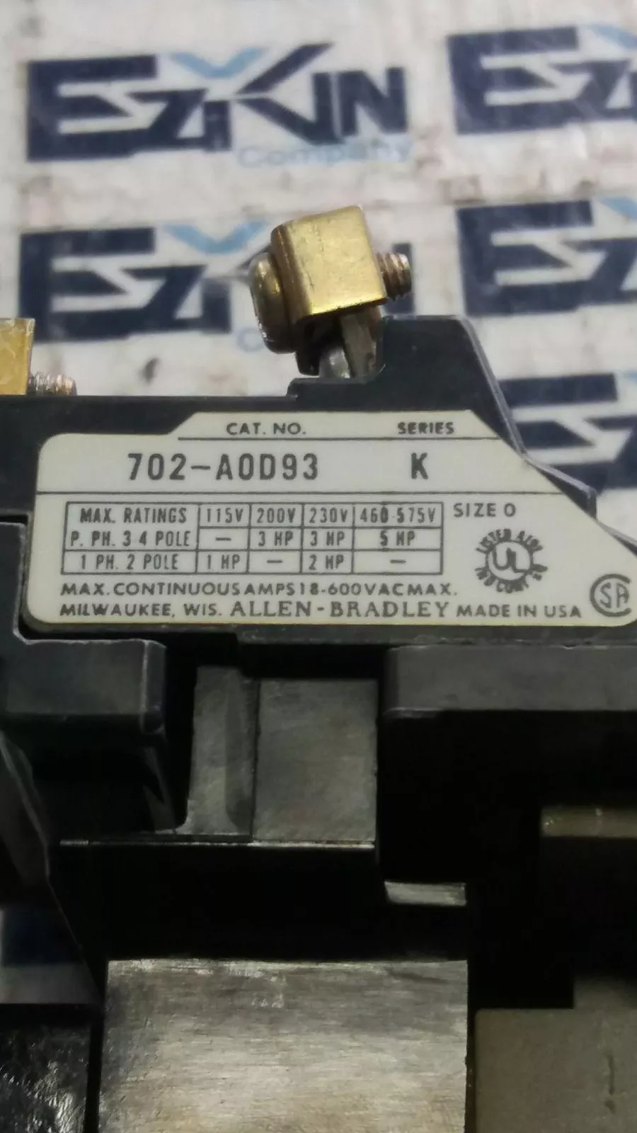 Allen-Bradley 702-A0D93 SER.K Motor Starter, 600VAC 18A 