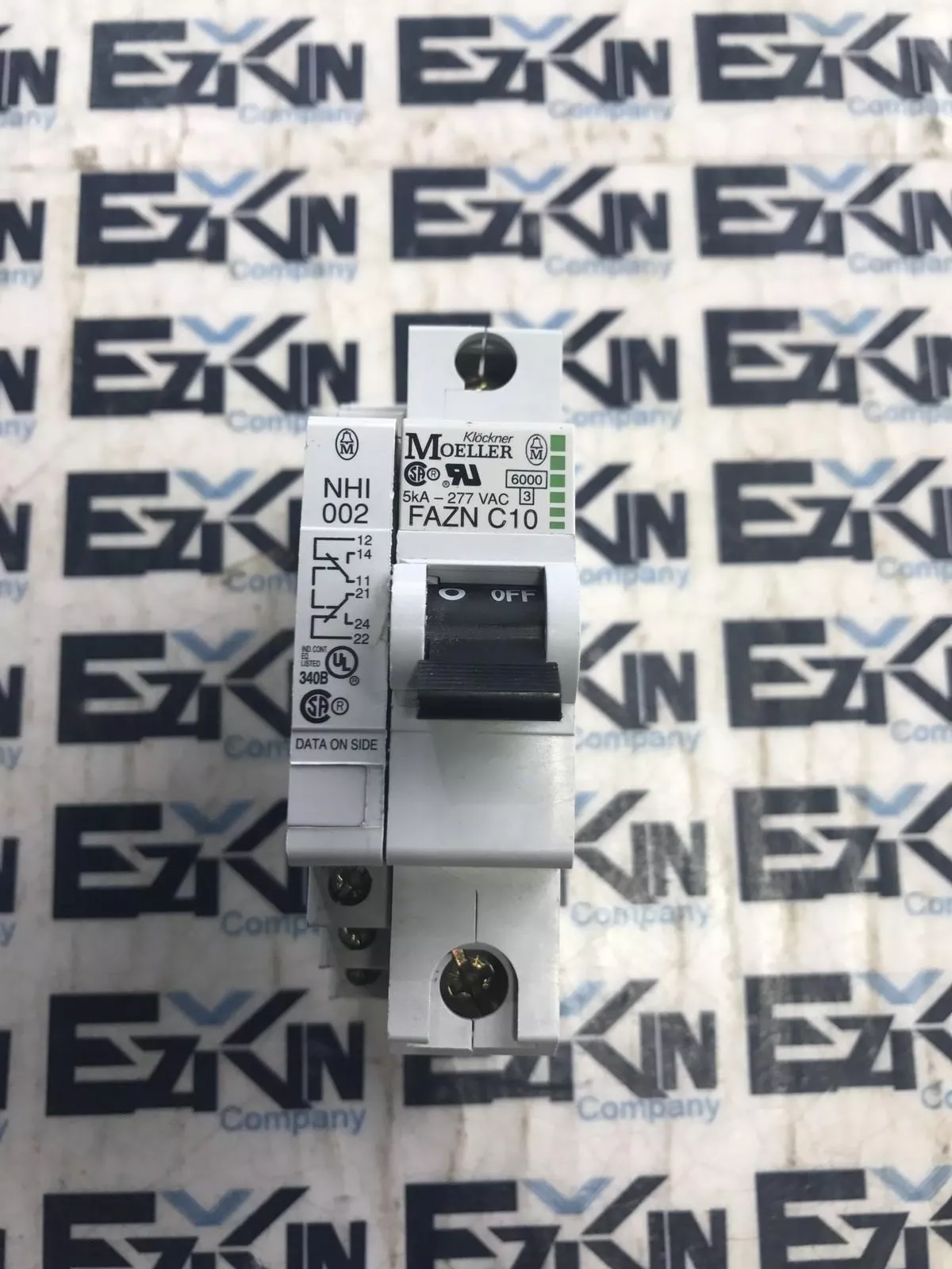 Moeller FAZN C10 1-Pole Circuit Breaker 277VAC 10Amp W/Auxiliary 250 VDC 0.5A 
