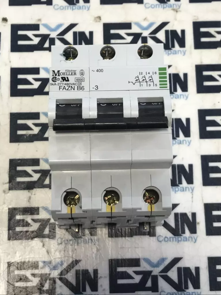 Klockner Moeller FAZN-B6 3-Pole Circuit Breaker 5kA 277/480VAC 6Amp 