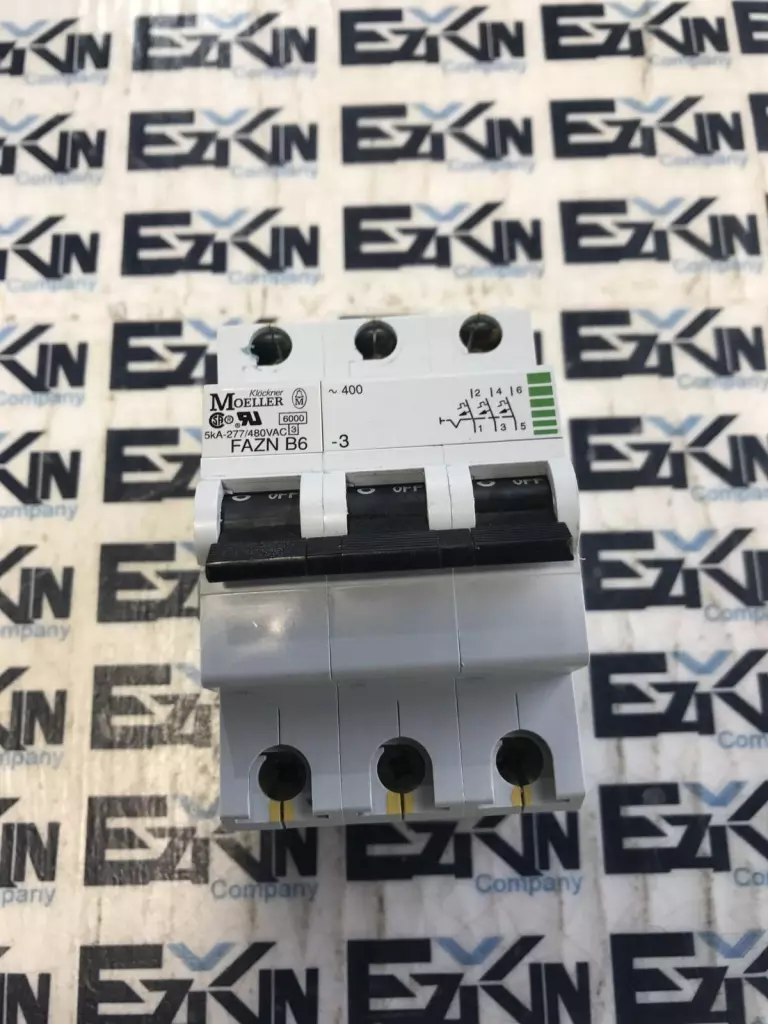 Klockner Moeller FAZN-B6 3-Pole Circuit Breaker 5kA 277/480VAC 6Amp 