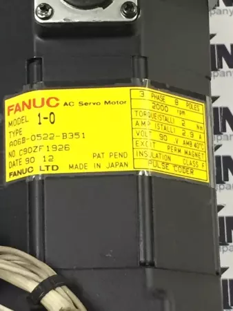 Fanuc A06B-0522-B351 AC Servo Motor 3PHASE 8 POLES 2000rpm 2.9A 90V 