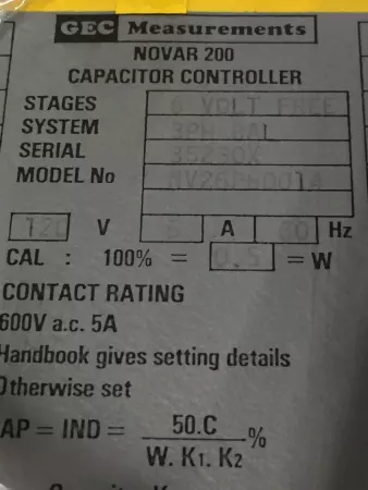 GEC Measurements NV26P6D014 Novar 200 Capacitor Controller 