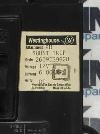 Westinghouse EHB3090 Circuit Breaker 3P 90A 480VAC 