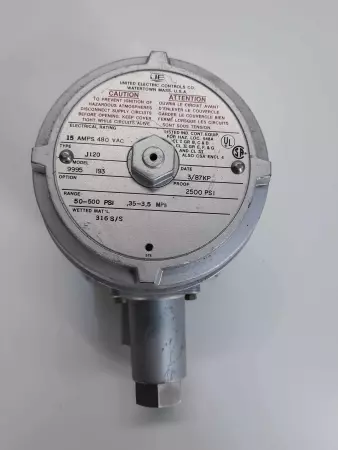 United Electric Controls Type J120 Model 9995 I93 Pressure Switch 480vac 15a
