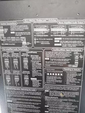 Extron MLS 406MA 6-Input MediaLink­™ Switcher W/Mono Audio Amplifier 280MHz 