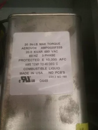 Hoffman A12R126HCR Power Factore Correction Capacitor 