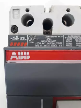 ABB SACES3 type S3L 40A circuit breaker 3 pole 600vac 600vdc 