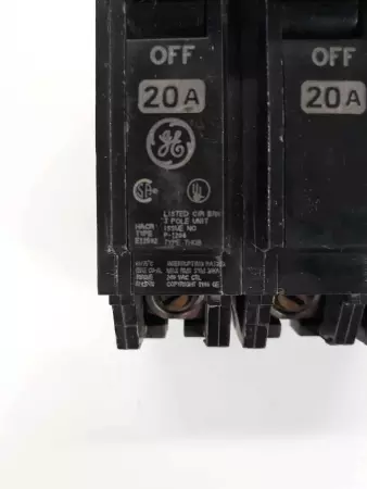 General Electric P-1208 3-Pole Circuit Breaker Type THQB 20Amp 240VAC 