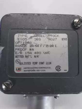 UNITED ELECTRIC E105-3BS 9027 TEMPERATURE CONTROLLER