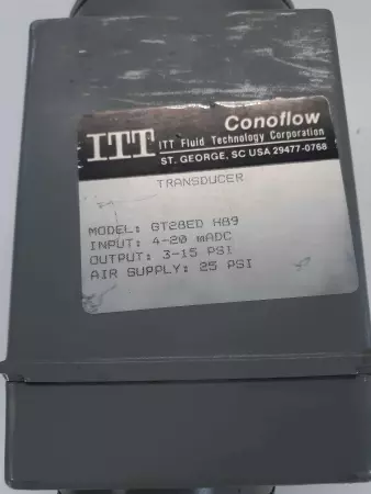 ITT Conoflow GT28ED H89 Transducer input 4-20mADC output 3-15PSI 