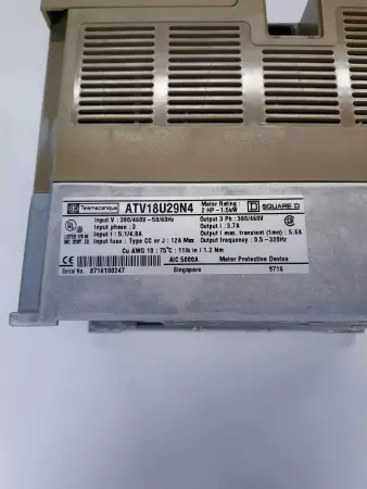 TELEMECANIQUE ATV18U29N4, ALTIVAR AC DRIVE 18 0.75kW/1HP 380V/460V