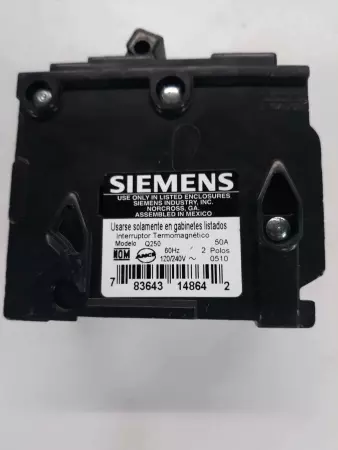 Siemens 2-Pole Type QP 50A Circuit Breaker 120/240V Q250