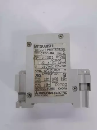 Mitsubishi CP30-BA Circuit Protector, 10A, 2-Pole