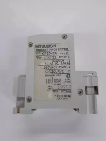 Mitsubishi CP30-BA Circuit Protector, 7A, 2-Pole