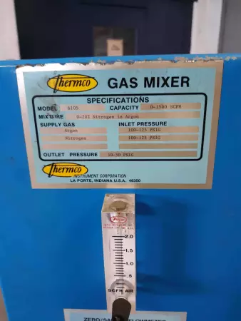 Thermco Instrument 6105 Nitrogen In Argon Gas Mixer 0-1500 SCFH 