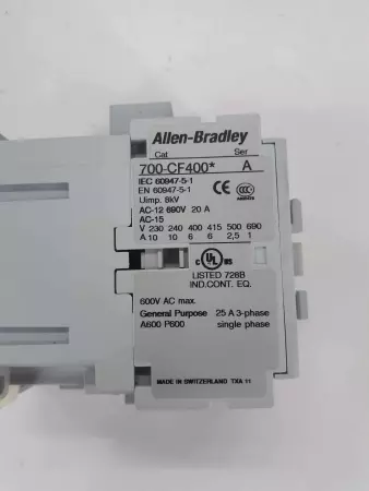 Allen-Bradley  700-CF400* ser.A Contactor  120V Coil